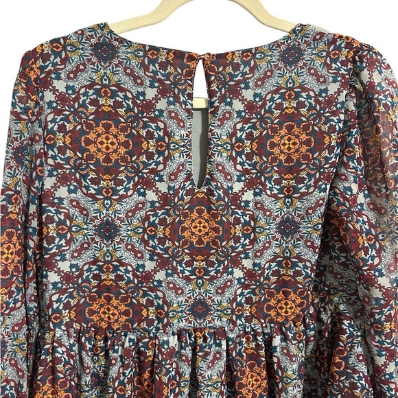 Xhilaration Floral Bohemian Midi Dress Multicolor Cottagecore Babydoll Small - Picture 7 of 9